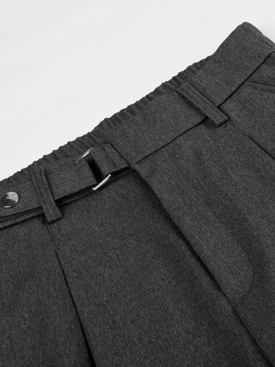 Men's Elastic-Waist High-Waisted Wide-Leg Pleated Pants in Grey with high-waisted
