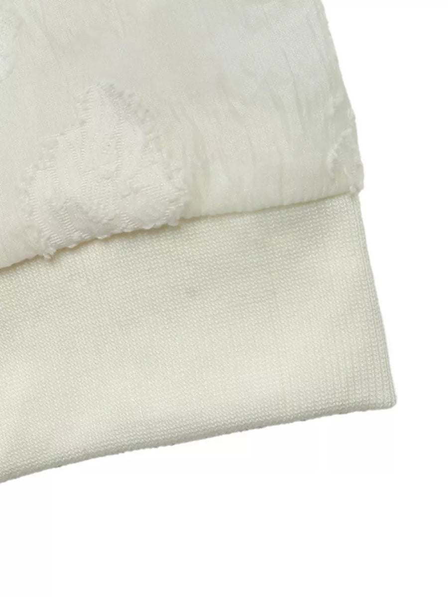 ivory bomber jacket with ribbed cuffs and long sleeve