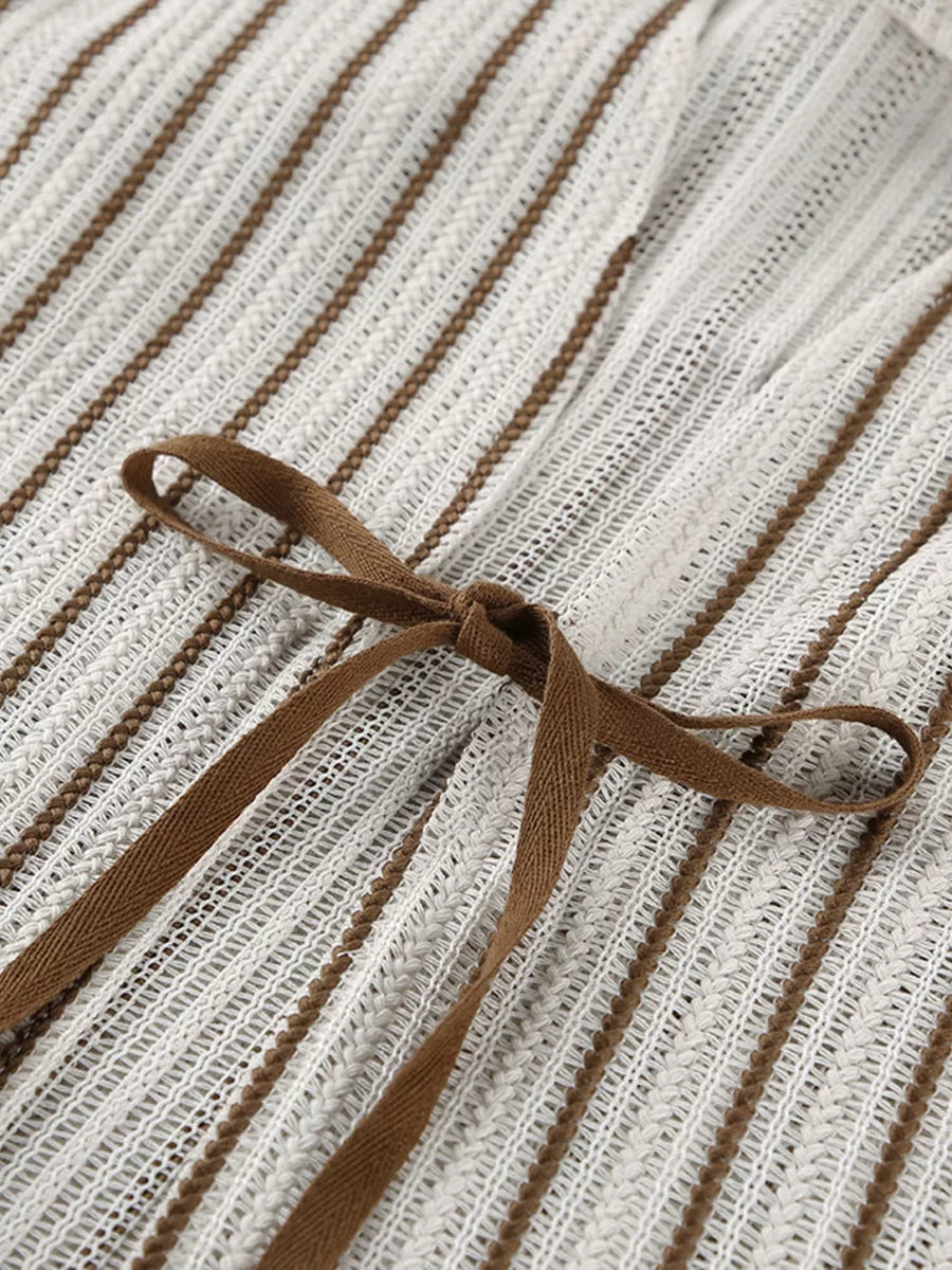 lounge set in Camel with striped and tied front
