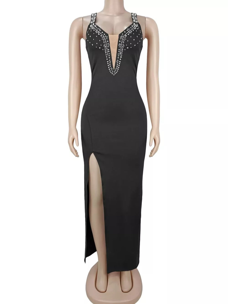 black maxi dress