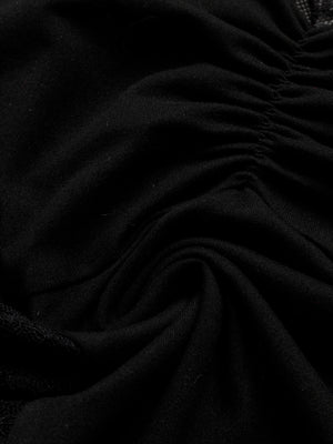 Black lace halter neck cami top with ruched detail
