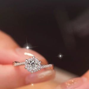 2 Piece Moissanite 925 Sterling Silver Ring Set in silver with adjustable