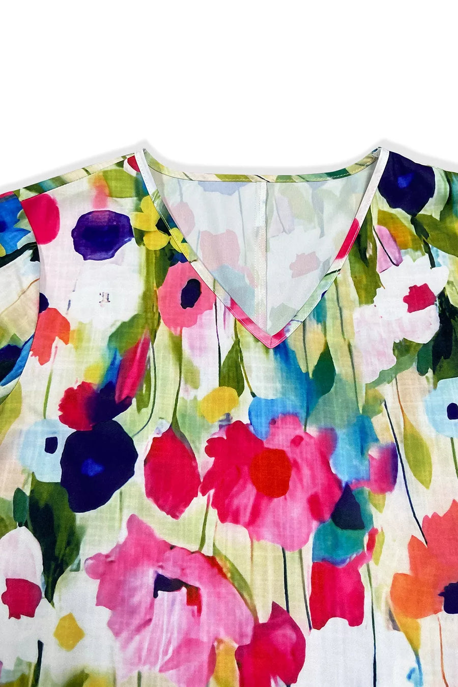 Multicolor with V-neck Ruffle Sleeve Floral Mini Dress