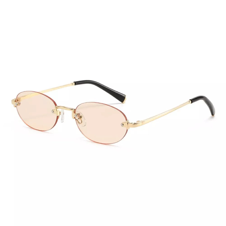 Vintage Oval Rimless Sunglasses in Black with UV400 protection