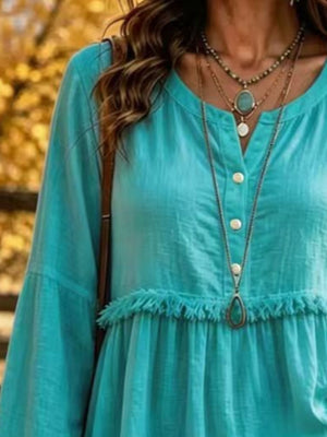bohemian blouse in Pink with round neck