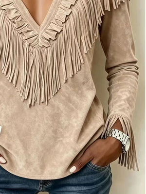 bohemian blouse in Dusty Pink with deep v-neck