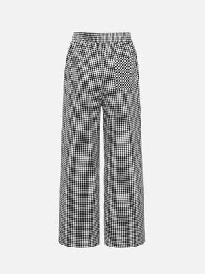 Deep Red wide-leg pants with full-length and drawstring