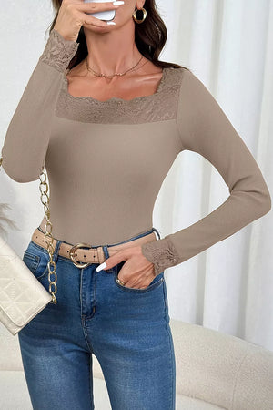 blouse featuring ribbed in Mocha with 92% polyester, 8% elastane Care instructions: Machine wash cold texture
