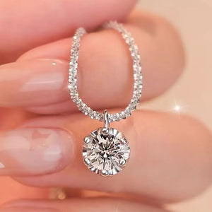 necklace in Silver with solitaire pendant and princess length