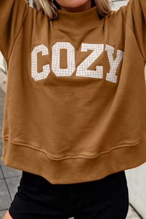 sweatshirt in Caramel with gingham and oversized