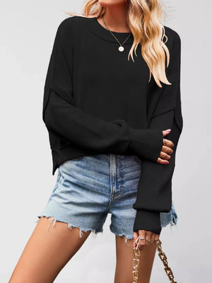 modern crewneck sweater in White with crew neck