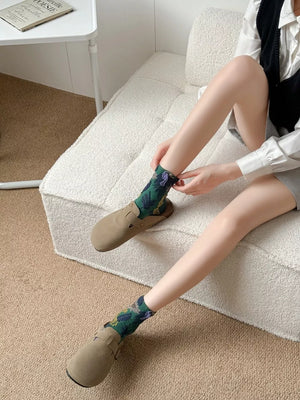 socks featuring leopard-print, toucan, floral in brown with cotton Imported Size & texture