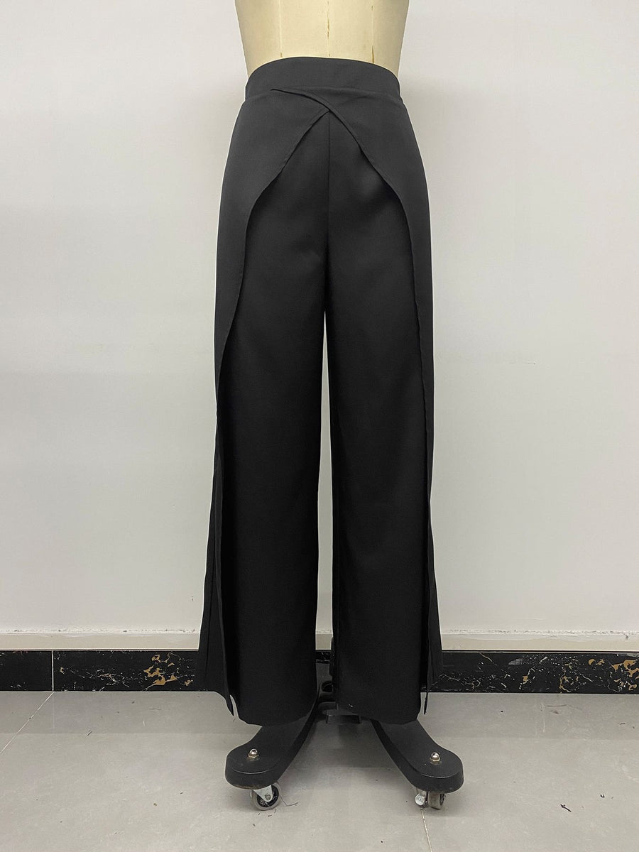 Black with wide-leg pants with high-waisted 12
