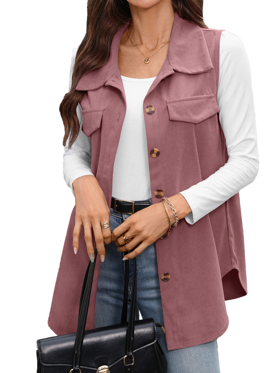 Black relaxed vest with collared