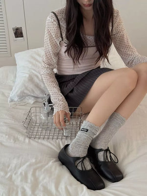 socks in Black with geometric and sheer