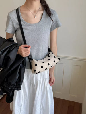 crossbody bag featuring polka dot in Tan with Polyester Imported Size & texture