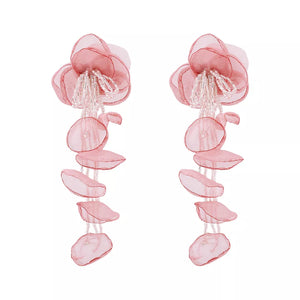 Rice pearls, Yarn Care instructions: 1 earrings in Pink with straight silhouette