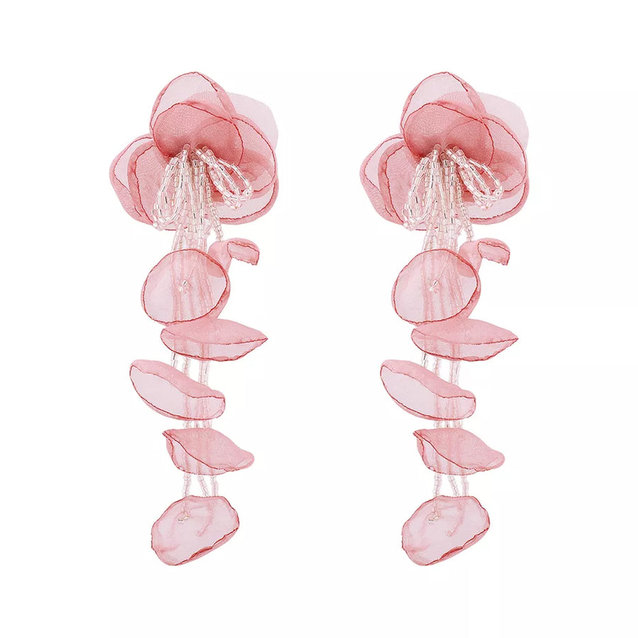 Rice pearls, Yarn Care instructions: 1 earrings in Pink with straight silhouette