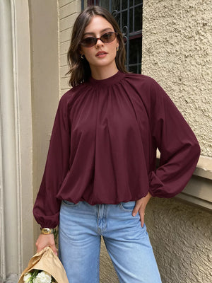 Fuchsia Pink blouse with hip-length and tie
