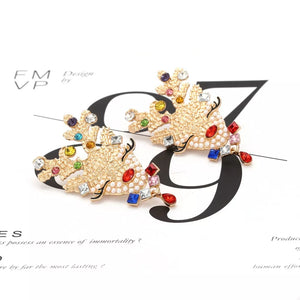 earrings in red with novelty and rhinestone embellishment