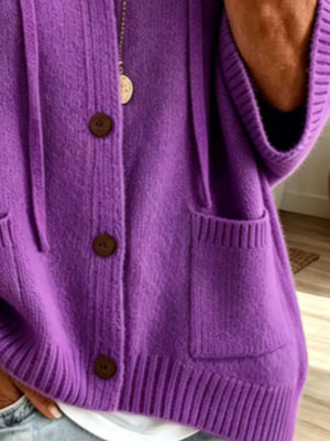Dark Brown relaxed cardigan with hooded
