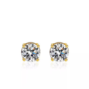earrings in clear featuring moissanite stone and stud fit
