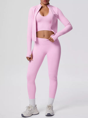 80% nylon, 20% spandex Care instructions: Machine wash cold active set in Royal Blue with fitted silhouette