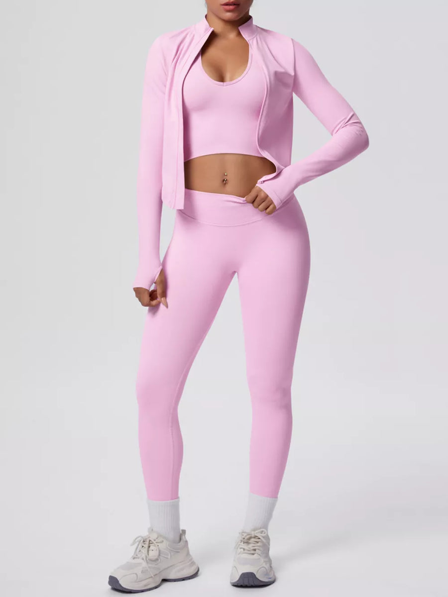 80% nylon, 20% spandex Care instructions: Machine wash cold active set in Royal Blue with fitted silhouette