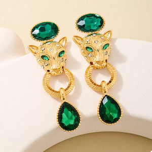 18K Gold-Plated,Alloy,Rhinestone,Emerald Care instructions: Avoid wearing during earrings in emerald green with straight