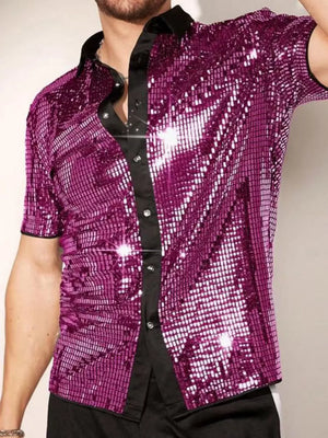glam button-up shirt in Silver with collared