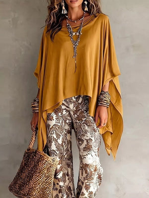 Oversized Batwing Sleeve Flowy Top Plus Size in Green