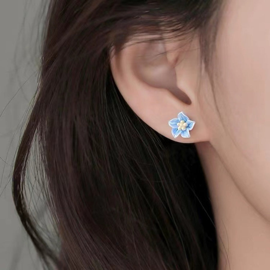 earrings featuring floral in Pastel Blue with Resin,925 silver needle Care instructions: Avoid wearing during exercise, as