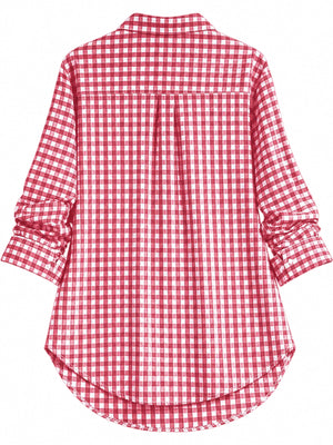 Polyester & button-down shirt in Dark Blue with relaxed silhouette