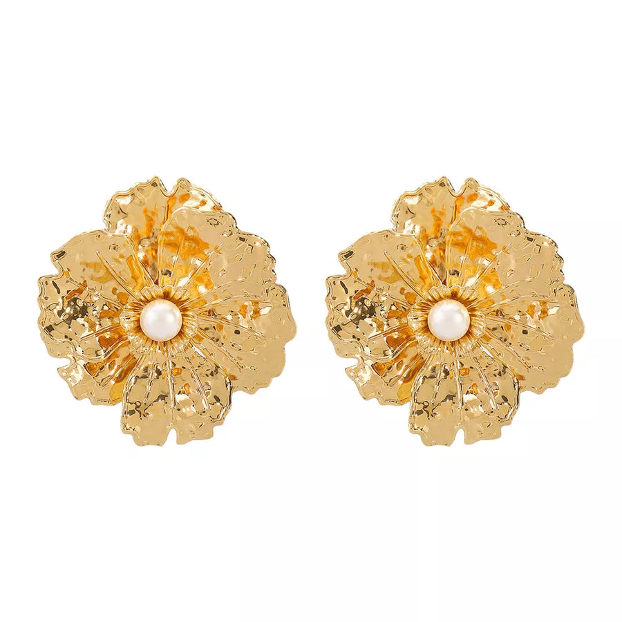earrings in ivory with floral and textured
