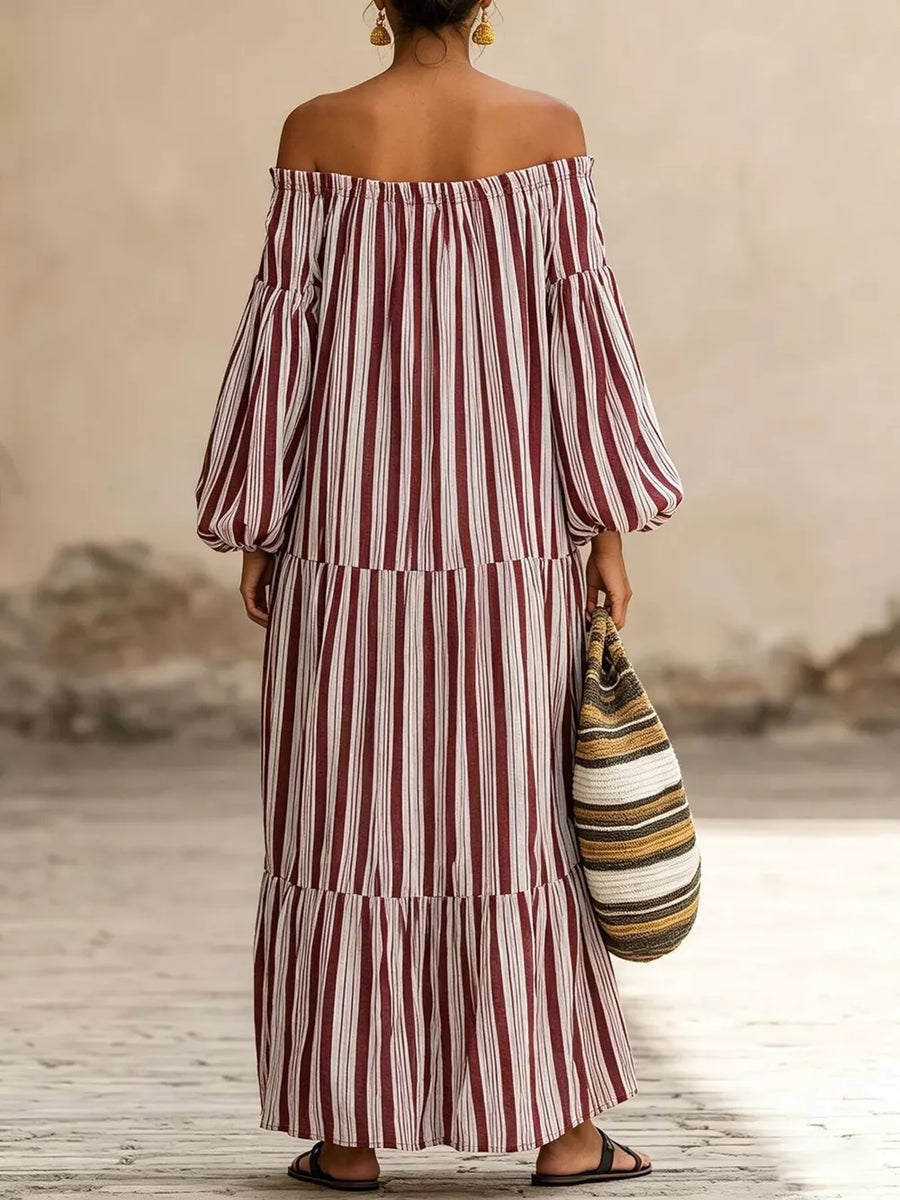 Lime maxi dress with pullover and striped