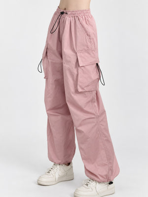 Polyester & cargo pants in Hot Pink with relaxed silhouette