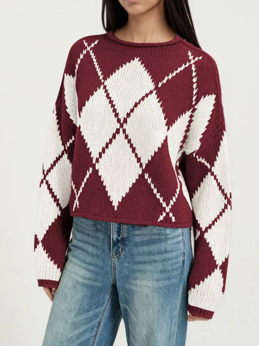 Green pullover sweater with pullover and argyle