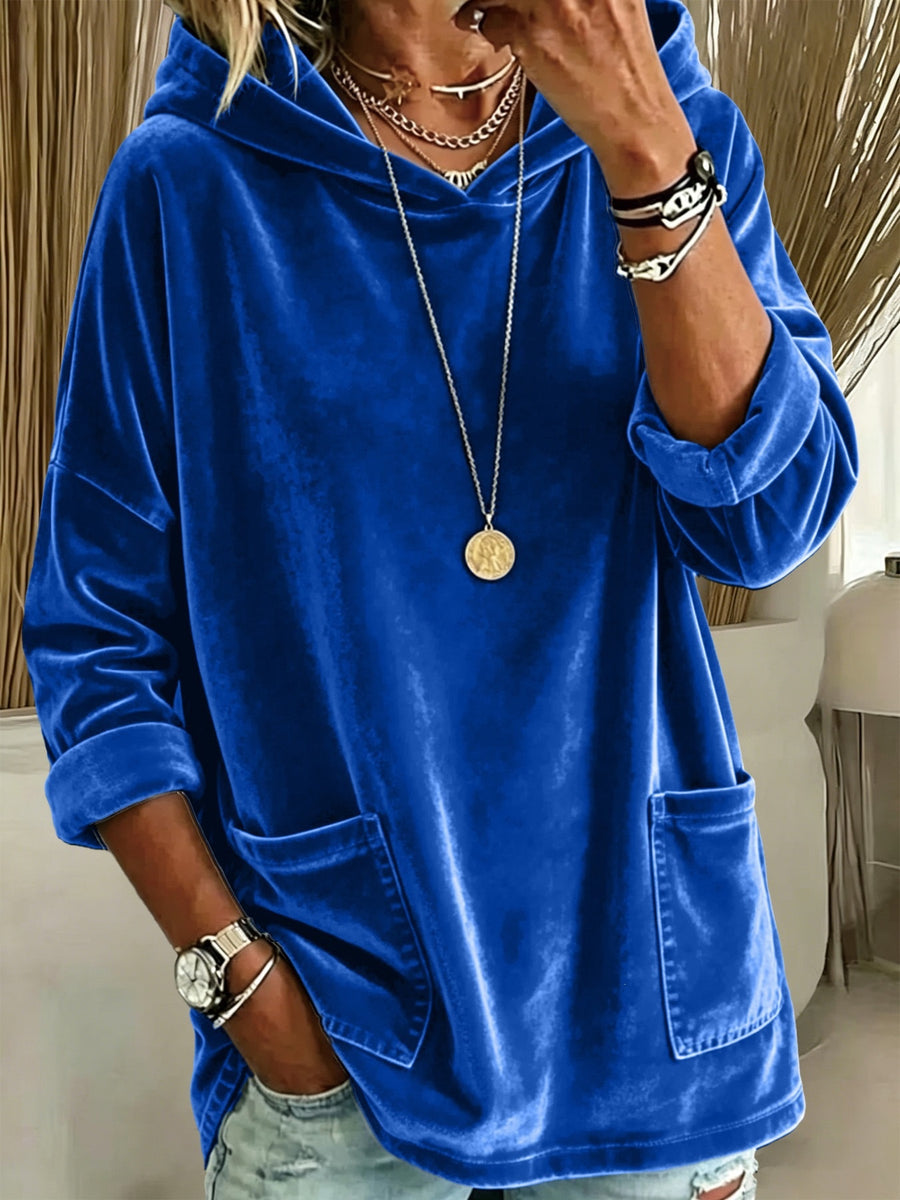 pullover hoodie in royal blue featuring hooded and relaxed fit