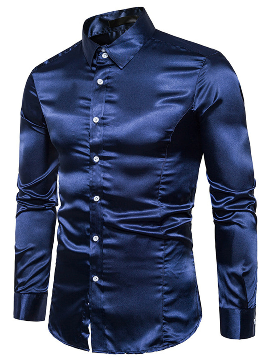 Yellow slim button-up shirt with collared