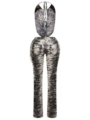 Animal Print Sleeveless Top And Pants Set option 8