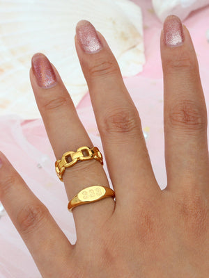 ring featuring numeric motif in gold with 18K Gold-Plated,Stainless Steel Care instructions: Avoid wearing during exercise