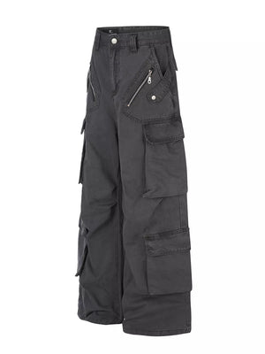 cargo pants in French Blue with belt loops and full-length