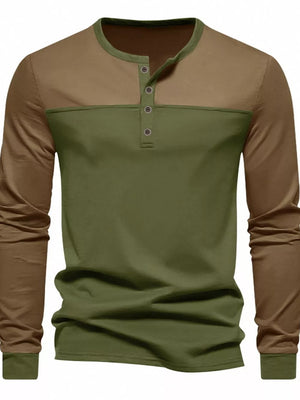 95%cotton, 5%spandex Care instructions: Machine wash cold henley in Dark Brown with regular silhouette