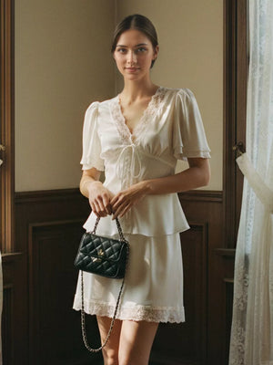 100% polyester Care instructions: Machine wash cold mini dress in White with A-line silhouette