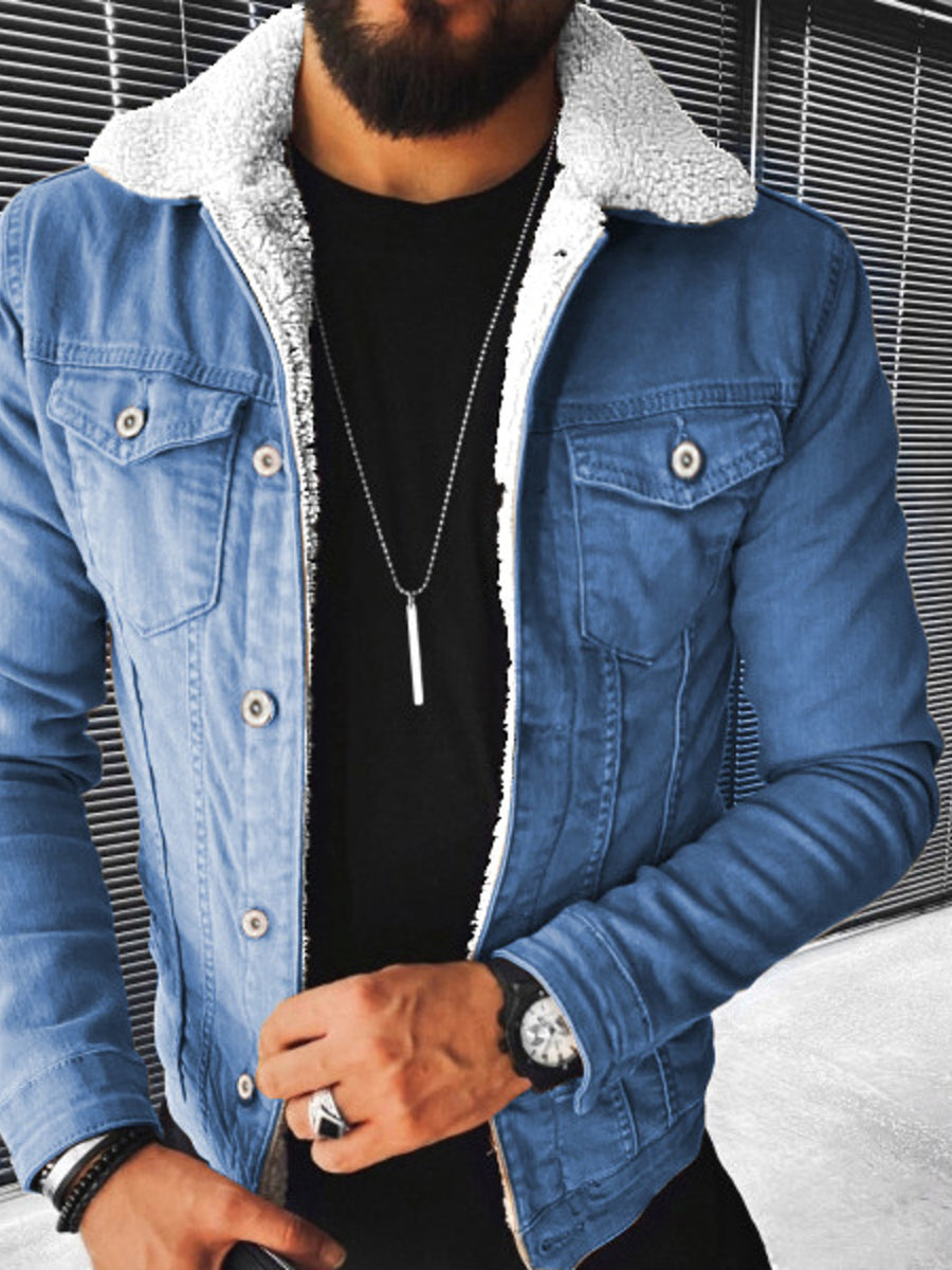 classic denim jacket in Black with collared