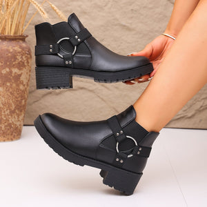 PU Leather,Rubber Imported Size & boots in Black with ankle boot silhouette