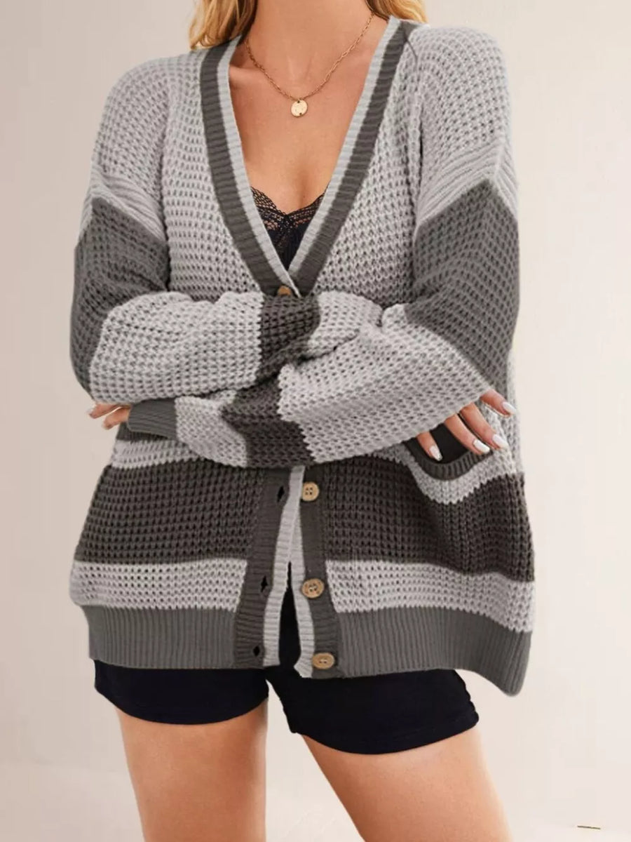 classic cardigan in Black with v-neck