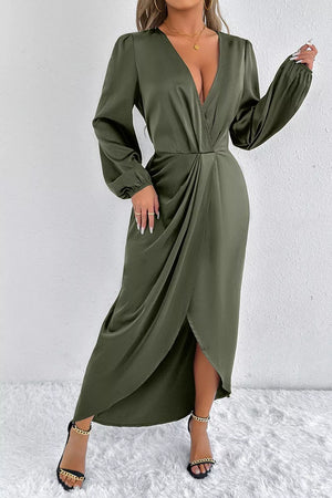Light Indigo midi dress with midi and wrap