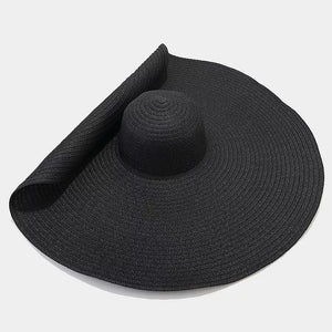 straw weaving Imported Size & hat in White with oversized silhouette