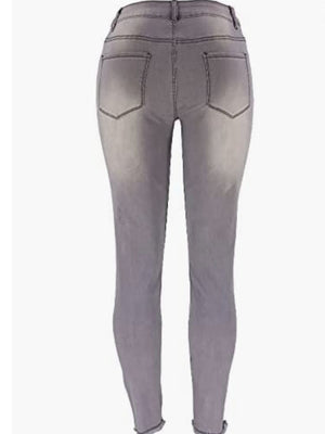 skinny jeans in Light Blue with distressed and ankle-length